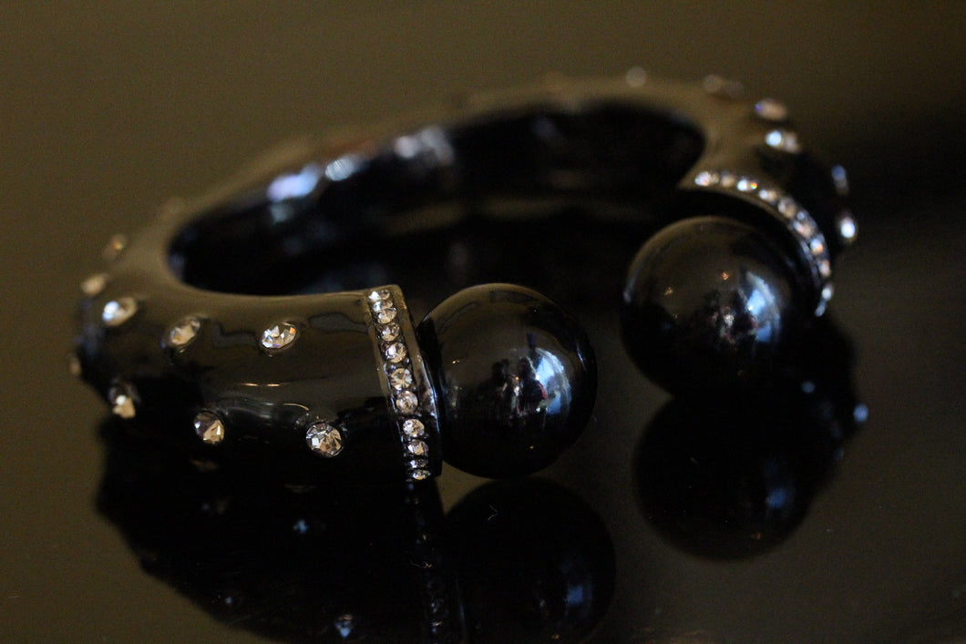 Black Crystals Bangle Bracelet