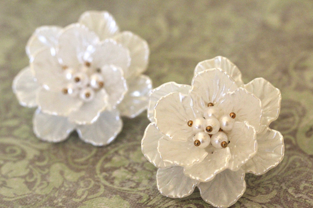 Large Flower Pearl Studs
