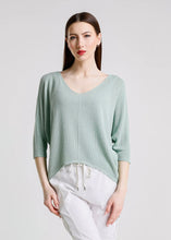 Brielle Sparkle 3/4 Sleeve V-Neck Top