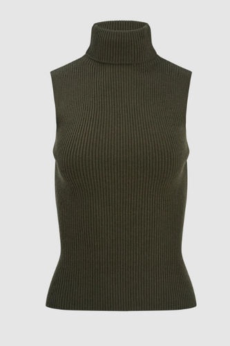 Ribbed Sleeveless Turtleneck