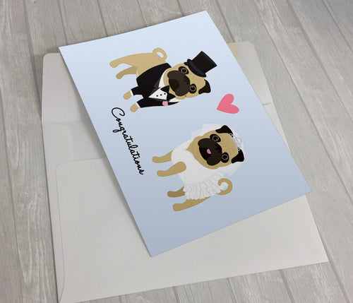 Wedding Pugs Greeting Card 5 X 7