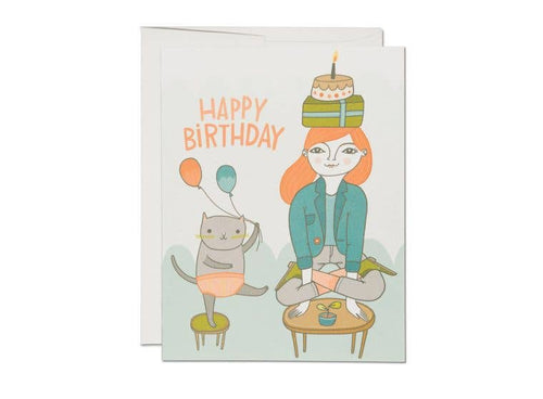 Red Cap Cards - Yoga Birthday