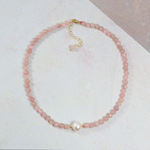 Rose Quartz and Freshwater Pearl Necklace