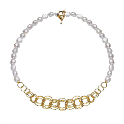 Contemporary Golden Loop Pearl Necklace