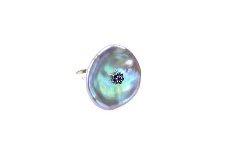 Sapphire Pearl Blossom Ring